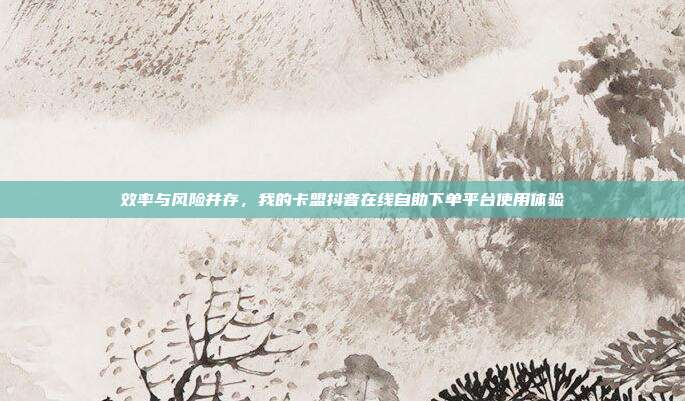 效率与风险并存，我的卡盟抖音在线自助下单平台使用体验