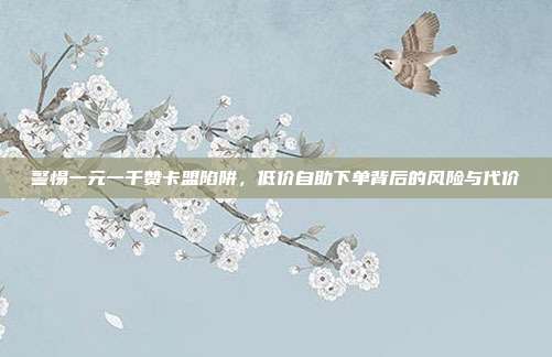 警惕一元一千赞卡盟陷阱，低价自助下单背后的风险与代价