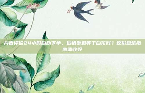抖音评论24小时自助下单,选错渠道等于白花钱?这份避坑指南请收好
