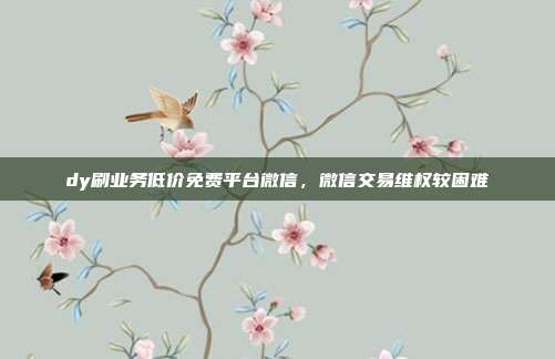 dy刷业务低价免费平台微信,微信交易维权较困难