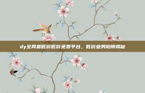 dy全网最低价低价免费平台,低价业务陷阱揭秘