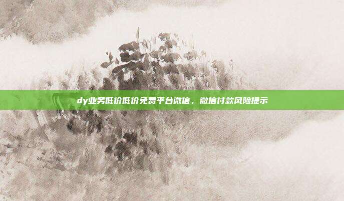 dy业务低价低价免费平台微信，微信付款风险提示