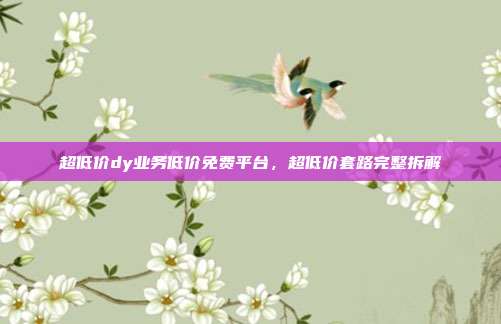 超低价dy业务低价免费平台,超低价套路完整拆解