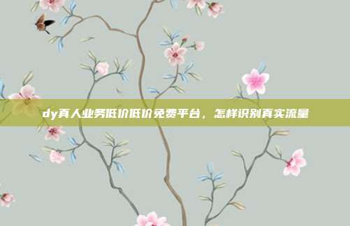 dy真人业务低价低价免费平台，怎样识别真实流量