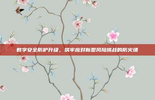 数字安全防护升级,筑牢应对新型风险挑战的防火墙