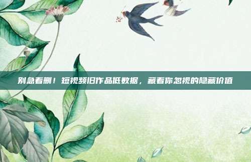 别急着删!短视频旧作品低数据,藏着你忽视的隐藏价值