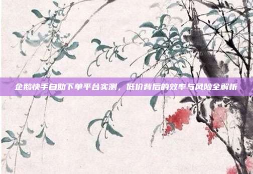 企鹅快手自助下单平台实测,低价背后的效率与风险全解析