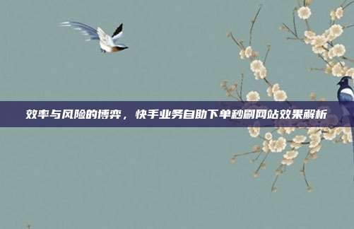 效率与风险的博弈,快手业务自助下单秒刷网站效果解析