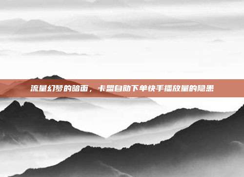 流量幻梦的暗面,卡盟自助下单快手播放量的隐患