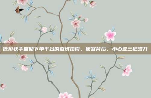 低价快手自助下单平台的避坑指南,便宜背后,小心这三把暗刀