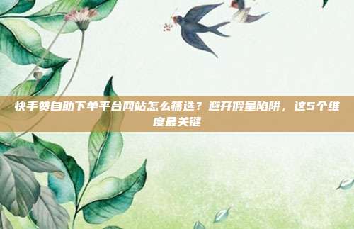 快手赞自助下单平台网站怎么筛选?避开假量陷阱,这5个维度最关键