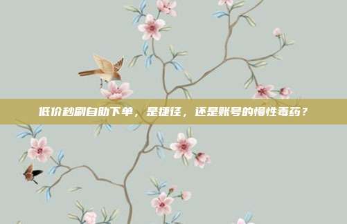低价秒刷自助下单，是捷径，还是账号的慢性毒药？