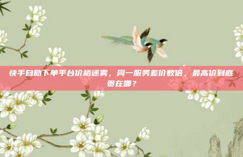 快手自助下单平台价格迷雾，同一服务差价数倍，最高价到底贵在哪？