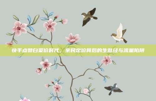 快手点赞白菜价时代，亲民定价背后的生意经与流量陷阱