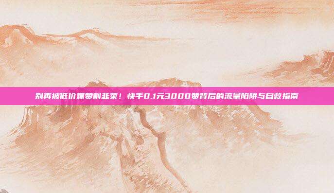 别再被低价爆赞割韭菜!快手0.1元3000赞背后的流量陷阱与自救指南