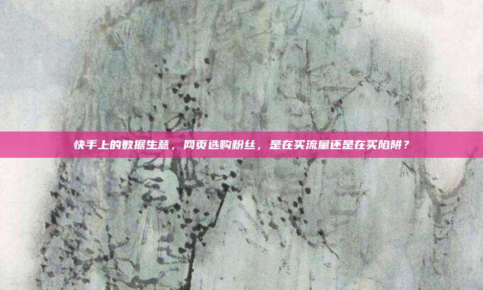 快手上的数据生意,网页选购粉丝,是在买流量还是在买陷阱?