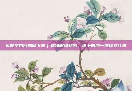 抖音空白名自助下单|特殊昵称业务,线上自助一键提交订单