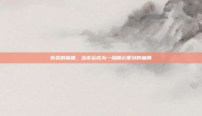 伪装的锦鲤,当幸运成为一场精心策划的骗局