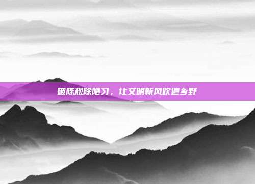 破陈规除陋习,让文明新风吹遍乡野