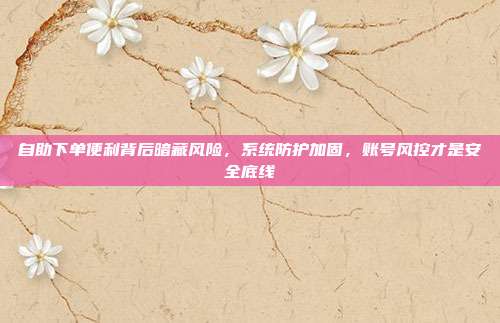 自助下单便利背后暗藏风险,系统防护加固,账号风控才是安全底线