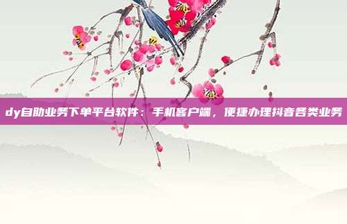dy自助业务下单平台软件：手机客户端，便捷办理抖音各类业务