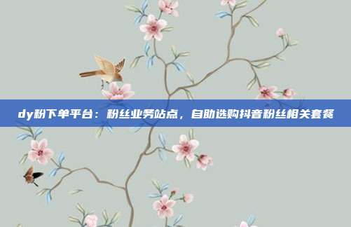 dy粉下单平台：粉丝业务站点，自助选购抖音粉丝相关套餐