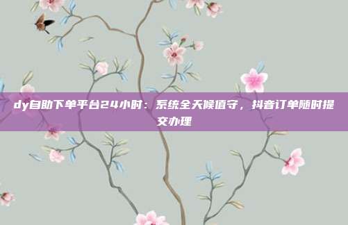 dy自助下单平台24小时:系统全天候值守,抖音订单随时提交办理