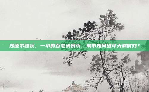 沙德尔骤袭，一小时百毫米暴雨，城市如何破译天漏时刻？