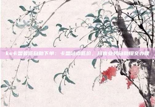 ks卡盟最低自助下单:卡盟站点低价,抖音业务自助提交办理