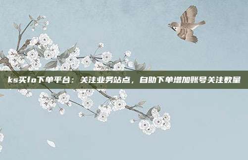 ks买fo下单平台：关注业务站点，自助下单增加账号关注数量
