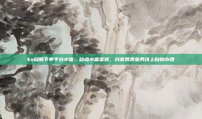 ks自助下单平台小雷：站点小雷渠道，抖音各类业务线上自助办理
