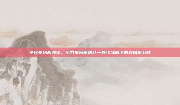 争分夺秒疏沟渠，全力排涝保粮仓—连续降雨下的农田保卫战