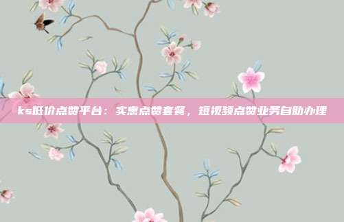 ks低价点赞平台：实惠点赞套餐，短视频点赞业务自助办理
