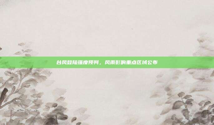 台风登陆强度预判，风雨影响重点区域公布