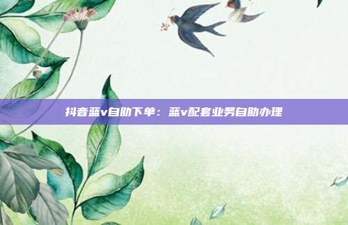 抖音蓝v自助下单：蓝v配套业务自助办理