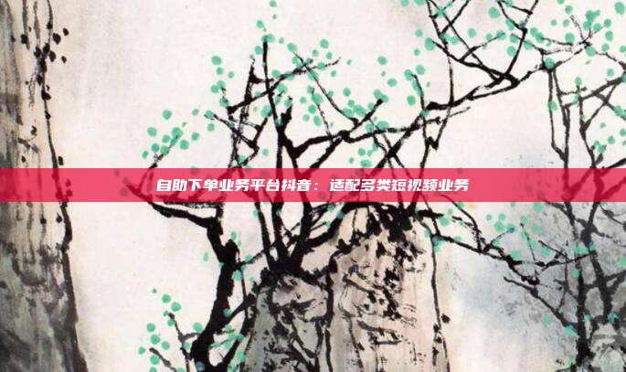 自助下单业务平台抖音：适配多类短视频业务