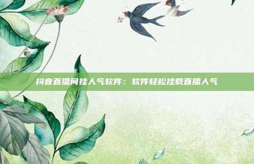 抖音直播间挂人气软件：软件轻松挂载直播人气