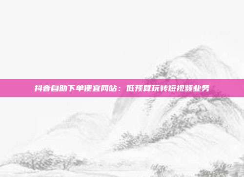抖音自助下单便宜网站：低预算玩转短视频业务