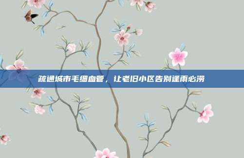疏通城市毛细血管，让老旧小区告别逢雨必涝