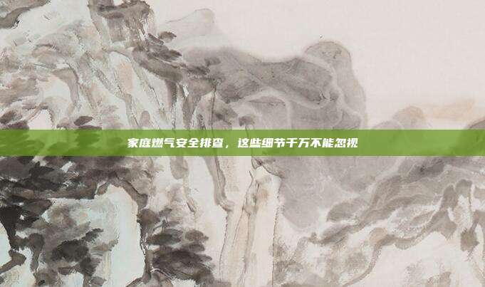 家庭燃气安全排查，这些细节千万不能忽视