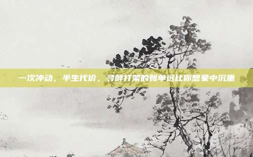 一次冲动，半生代价，寻衅打架的账单远比你想象中沉重