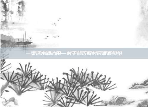 一渠活水润心田—村干部巧解村民灌溉纠纷
