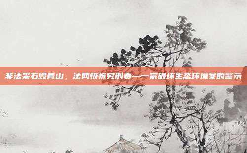 非法采石毁青山，法网恢恢究刑责—一宗破坏生态环境案的警示