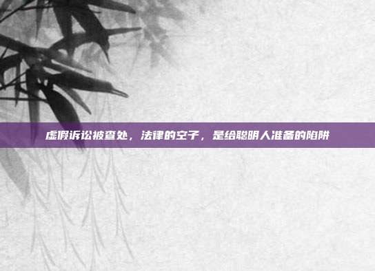 虚假诉讼被查处，法律的空子，是给聪明人准备的陷阱