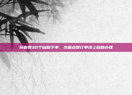 抖音赞30个自助下单,少量点赞订单线上自助办理