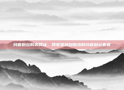 抖音粉丝购买网址，网页渠道自助选购抖音粉丝套餐