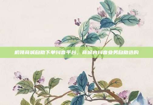 机领商城自助下单抖音平台,商城内抖音业务自助选购
