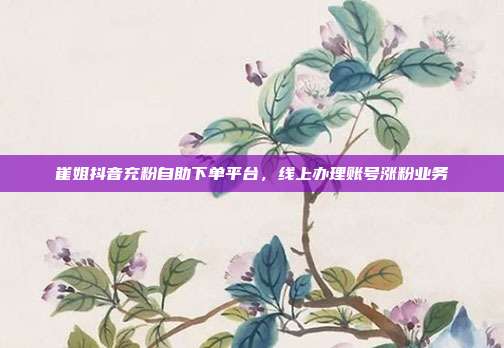 崔姐抖音充粉自助下单平台,线上办理账号涨粉业务