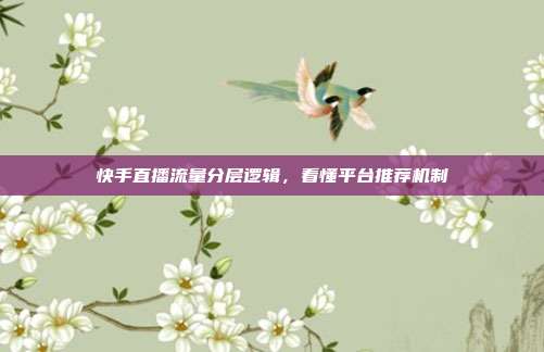 快手直播流量分层逻辑，看懂平台推荐机制
