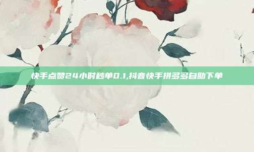 快手点赞24小时秒单0.1,抖音快手拼多多自助下单